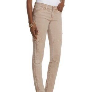 White House Black Market NEW Saint Honore Skinny leg moto jean , Latte, 10R NWT